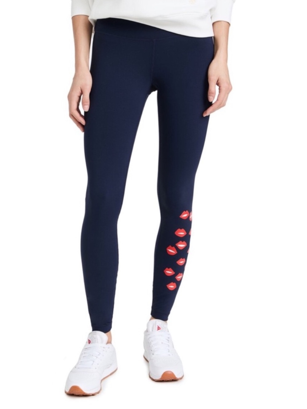 Tory Burch | Navy Blue High-Rise Sculpt Lips Graphic Leggings Sz XL